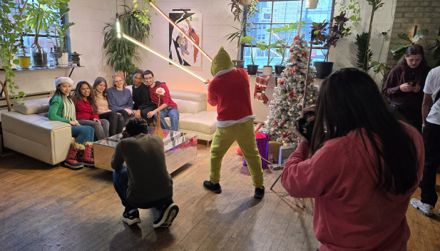Christmas event group activity in the studio space