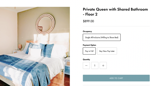Cold Summit booking page room selection interface